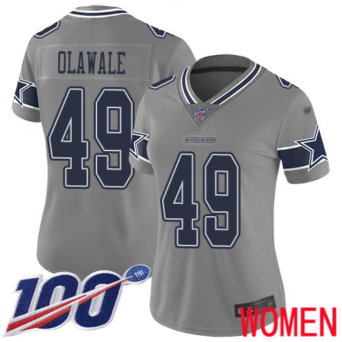 Women Dallas Cowboys Limited Gray Jamize Olawale #49 100th Season Inverted Legend NFL Jersey->women nfl jersey->Women Jersey